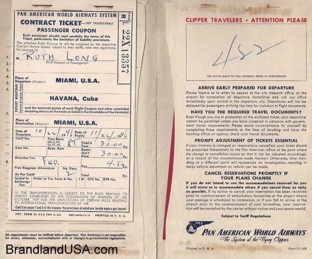 Pan Am Ticket