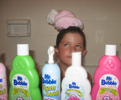 Mr. Bubble in the tub