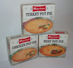 A trio of Morton meat pot pies from the 1960s.